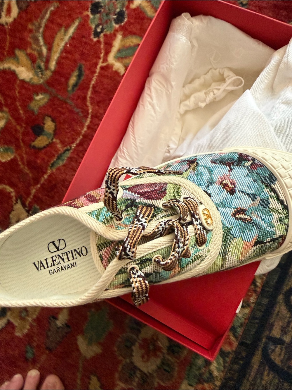 Valentino Garavani Multicolor Floral Tapestry Low-Top Sneaker